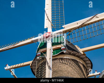 Moulin historique, Korenmolen Windlust à Wassenaar, Pays-Bas. Banque D'Images