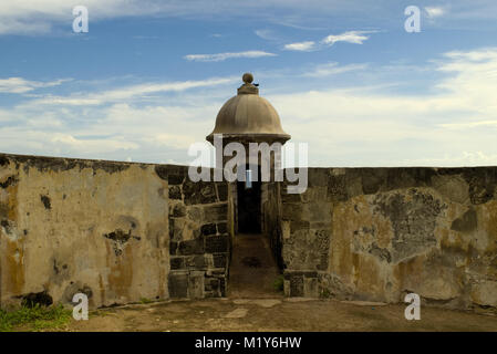 Guérite de Morro Castle Old San Juan, Puerto Rico Banque D'Images