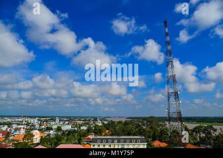 Long Xuyen, Vietnam - Sep 1, 2017. Vue aérienne de Long Xuyen, Vietnam. Long Xuyen est capitale de la province de An Giang, dans la région du delta du Mékong. Banque D'Images