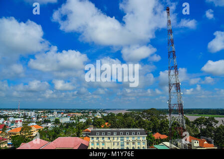 Long Xuyen, Vietnam - Sep 1, 2017. Vue aérienne de Long Xuyen, Vietnam. Long Xuyen est capitale de la province de An Giang, dans la région du delta du Mékong de Banque D'Images