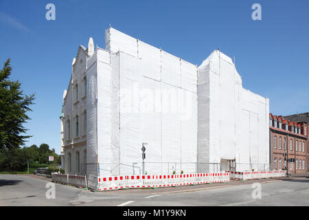 Façade recouverte de bâches d'un bâtiment historique, la rénovation Banque D'Images