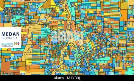 Jakarta, Indonésie, Vecteur coloré Artmap. Blue-Orange-Version jaune pour le site Web Infographie, l'Art de mur et fond de carte de Vœux. Illustration de Vecteur