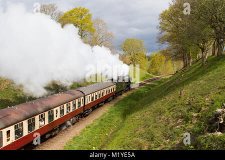 The Flying Scotsman faisant son chemin à travers la belle campagne du Sussex de l'Est, sur les bluebell railway, dans le cadre de sa tournée 2016 Round Britain Banque D'Images