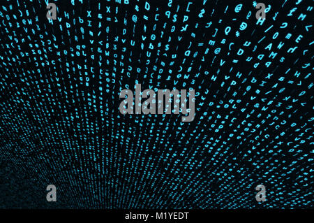 Des milliers de caractères aléatoires représentant le stockage de données de masse Banque D'Images