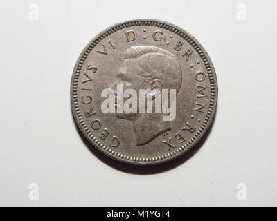 Une pièce d'un shilling 1950 du Royaume-Uni Banque D'Images