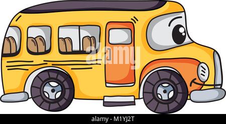 Kawaii happy school bus transports Illustration de Vecteur