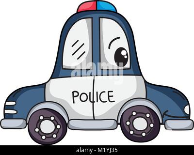 Transport de voiture de police heureux kawaii Illustration de Vecteur