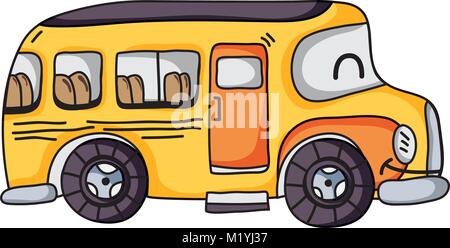 Sourire kawaii les transports en autobus scolaire Illustration de Vecteur