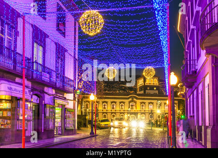 MADÈRE Funchal MADÈRE Rua Câmara Pestana décorations de noël dans les rues de funchal madère portugal ue europe Banque D'Images