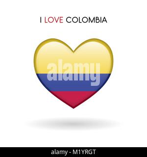 Amour Colombie symbole. Coeur drapeau icône brillant sur fond blanc eps10 vector illustration isolé Illustration de Vecteur