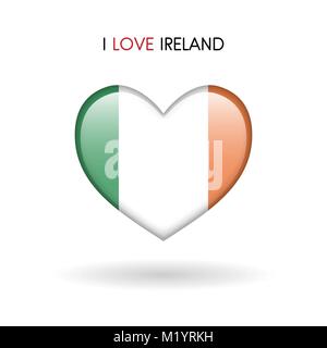 Symbole de l'Irlande d'amour. Coeur drapeau icône brillant sur fond blanc eps10 vector illustration isolé Illustration de Vecteur