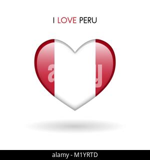 Symbole de l'amour le Pérou. Coeur drapeau icône brillant sur fond blanc eps10 vector illustration isolé Illustration de Vecteur