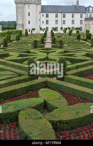 Jardins et château de Villandry, dans la vallée de la Loire en France Banque D'Images