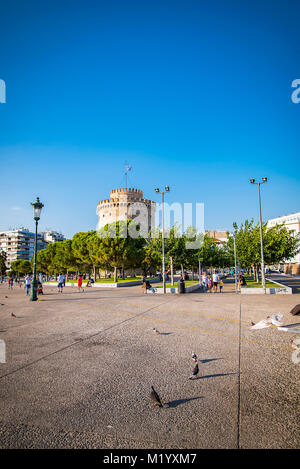 Downton Thessalonique, tour blanche et de la mer Banque D'Images