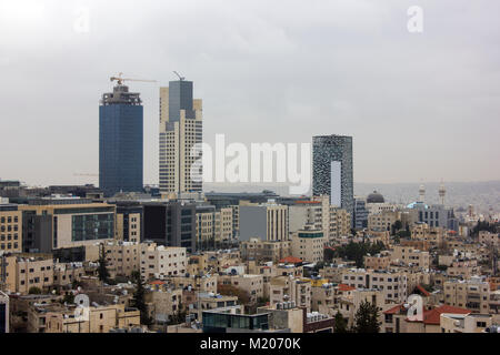 Le nouveau centre-ville de Amman Jordanie Amman abdali salon - Vue Ville - de bâtiments modernes à Amman dans la nuit Banque D'Images