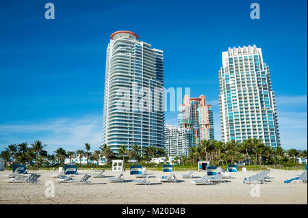 Vue panoramique lumineux matin de la ville de Miami de South Beach Banque D'Images