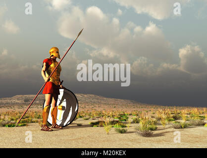 3d illustration d'un ancien guerrier grec Banque D'Images