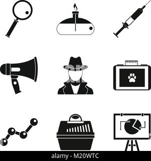 Intelligencer icons set, le style simple Illustration de Vecteur