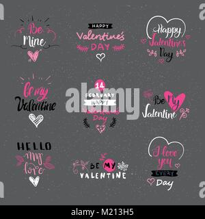 Valentine jour étiquettes, d'écussons et d'icônes, l'amour des cartes de Vœux, Typographie Design Elements Set Illustration de Vecteur