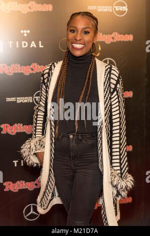 Minneapolis, Minnesota, USA. 2e Février, 2018. Artiste ISSA RAE pose pendant la backstage Rolling Stone Super Bowl Party à la place du marché international dans la région de Minneapolis, Minnesota Crédit : Daniel DeSlover/ZUMA/Alamy Fil Live News Banque D'Images