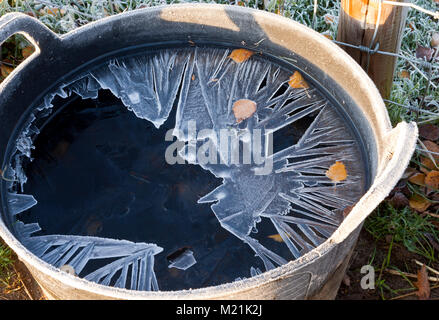 Glace givré sur un enclos d'eau Banque D'Images