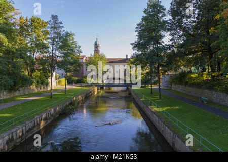 Ville d'Amberg, vils vue depuis un pont Banque D'Images