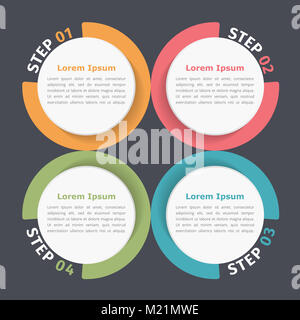 Diagramme circulaire avec quatre éléments, étapes ou options, un organigramme ou schéma de déroulement du modèle, eps10 vector illustration Banque D'Images