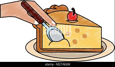 Tranches de tarte aux cerises Illustration de Vecteur