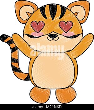 Dans l'amour de tigre mignon cartoon Illustration de Vecteur