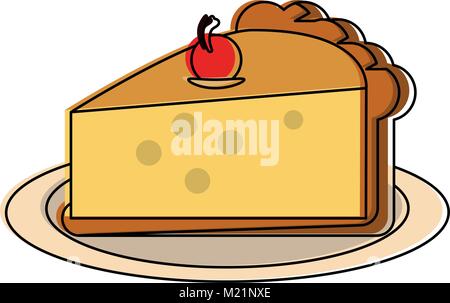 Tranches de tarte aux cerises Illustration de Vecteur