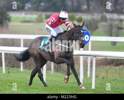 Blackbow et Patrick Mullins gagne la Goffs Future Stars INH courses de plat au cours de la première journée du Festival de Dublin à l'hippodrome de Leopardstown. Banque D'Images