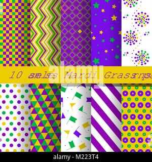 Modèle sans couture Mardi Gras différents. Les modèles lumineux collection pour le carnaval, la mode, le scrapbooking etc. Illustration de Vecteur