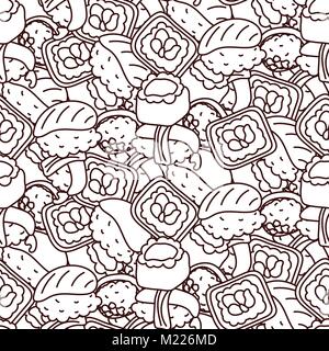 Coloriages Sushi vector pattern transparente. Illustration de Vecteur