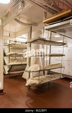 Houston, Texas - coucher sur le Battleship Texas, qui a servi dans la Première Guerre mondiale et la seconde guerre mondiale. Le navire est maintenant un bateau musée, ancrés sur t Banque D'Images