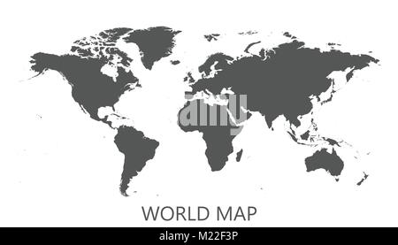 Carte du monde politique gris vide isolé sur fond blanc. Worldmap Vector modèle pour site web, infographie, design. Flat Earth world map illustra Illustration de Vecteur