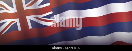 Le drapeau de l'état d'Hawaï dans la brise Illustration de Vecteur