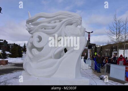 Breckenridge, Colorado, USA : Jan 28, 2018 : l'équipe de sculpture sur neige Secret par la Mongolie Banque D'Images