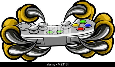 Monster Gamer Jeux Holding Griffes Controller Illustration de Vecteur