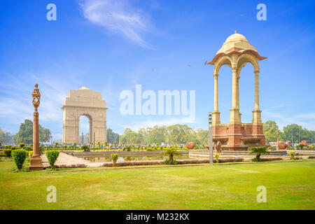 L'auvent et la porte de l'Inde à New Delhi, Inde Banque D'Images