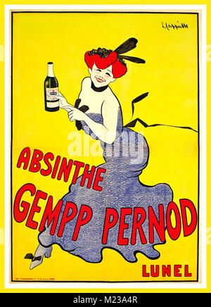 1900 affiche ancienne Absinthe Gempp Pernod verre avec dancing lady par Leonetto Cappiello Banque D'Images