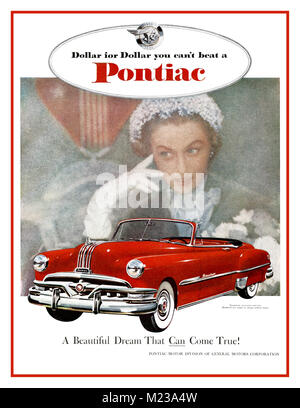 Années 1950 Vintage American Automobile publicité pour 1951 Pontiac décapotable huit ' un beau rêve qui peut devenir réalité' Banque D'Images