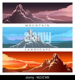 Ensemble de paysages de montagne . Vector illustration Illustration de Vecteur