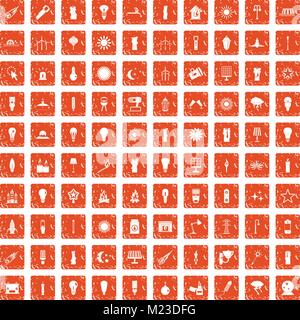 100 light source icons set grunge orange Illustration de Vecteur