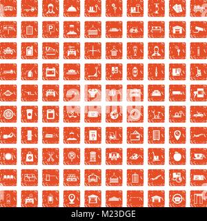 Chargeur 100 icons set grunge orange Illustration de Vecteur