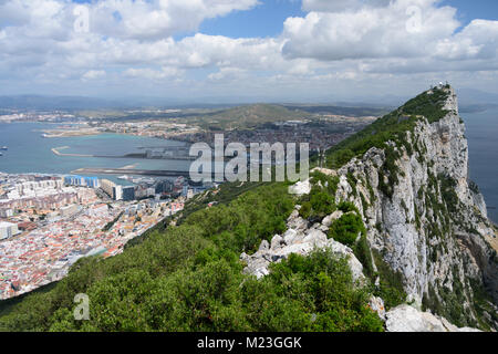 Gibraltar, vue aérienne du Rocher Banque D'Images