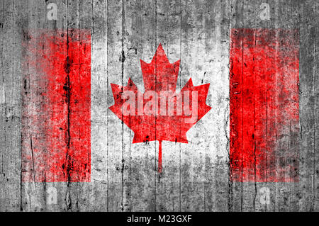 Drapeau Canada peint sur la texture de fond béton gris Banque D'Images