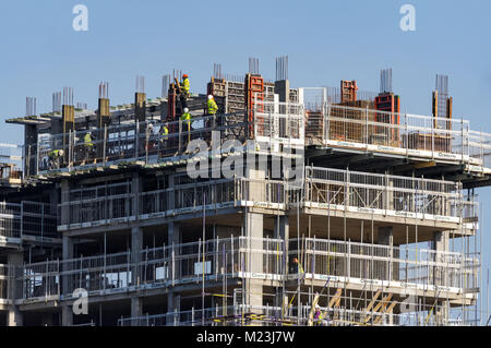 Construction de nouveaux bloc d'appartement à Stratford, Londres Angleterre Royaume-Uni UK Banque D'Images