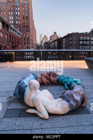 High Line New York, des mutations sculture, Jon Rafman, ''l'avaleuse avalée' Banque D'Images