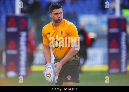 Rome, Italie. Le 04 février 2018. L'Angleterre est demi de mêlée Ben Youngs dans le réchauffer dans le match contre l'Italie au championnat 208 6 NatWest Massimiliano Carnabuci/Alamy Live News Banque D'Images