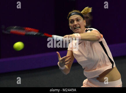 Saint-pétersbourg, Russie. 4e Mar, 2018. La Russie. Saint-pétersbourg. Le 4 février 2018. Tennis. ''St.Petersburg Ladies Trophy 2018''. Petra Kvitova (République tchèque) en finale de la femelle des célibataires de Saint-pétersbourg Ladies Trophy 2018 tournoi contre Christina Mladenovic Crédit : Andreï Pronin/ZUMA/Alamy Fil Live News Banque D'Images